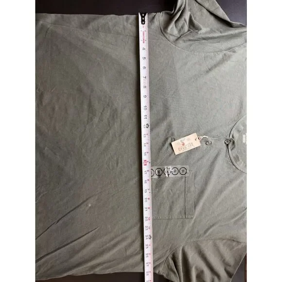 Red Head Green Henley Shirt 3XL Long Sleeve Casual Pocket - Picture 9 of 12